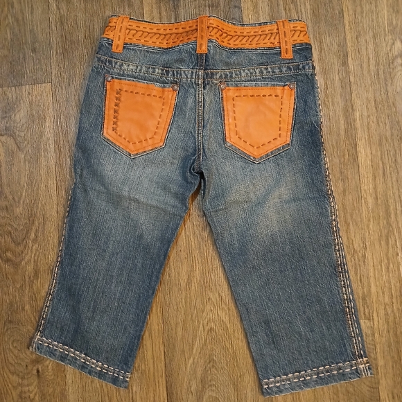 NWT My Tribe Leather and Copper Western Bermuda Jean Shorts. - Picture 6 of 13